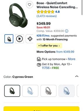 Bose QuietComfort Wireless Headphones — Cypress Green